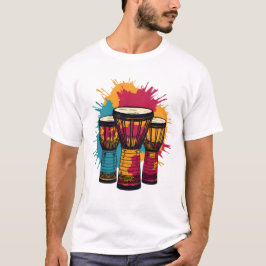鮮やかな三つのジェンベのドラム Tシャツ