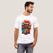 鮮やかな三つのジェンベのドラム Tシャツ (正面フル)