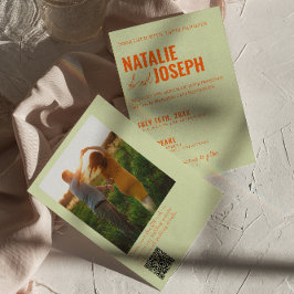 鮮やかな伝統的なカラフルな写真QRコードウェディング 招待状