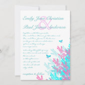 鮮やかな光 水色 青い空 ピンクの野生の花 蜂 招待状 (正面)