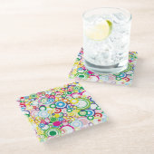 鮮やかな円のロット ガラスコースター (アングル)