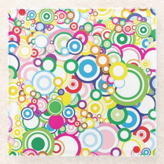 鮮やかな円のロット ガラスコースター (正面)