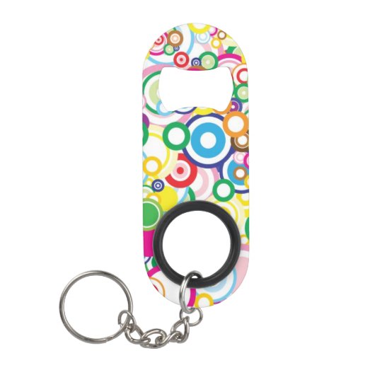 鮮やかな円のロット キーホルダー栓抜き (正面)