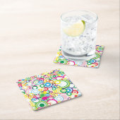 鮮やかな円のロット スクエアペーパーコースター (インサイチュ)