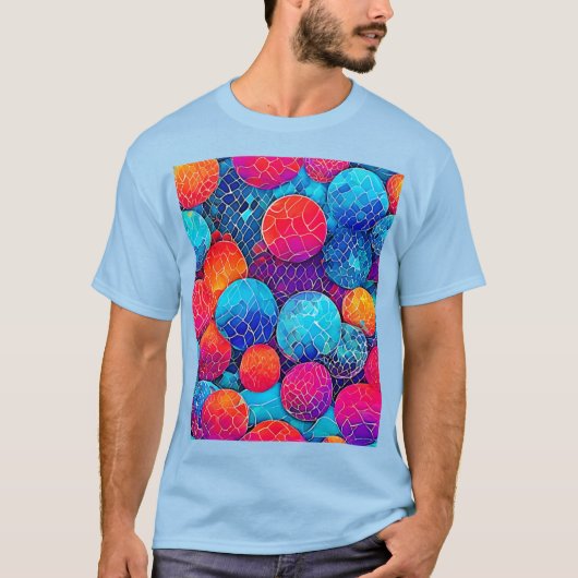 鮮やかな円パターン Tシャツ (正面)