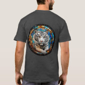 鮮やかな円形デザインのホワイトタイガー Tシャツ (裏面)