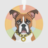 鮮やかな円形フレームのボクサー犬 オーナメント (裏面)