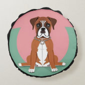 鮮やかな円形フレームのボクサー犬 ラウンドクッション (裏面)