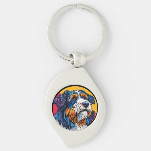 鮮やかな創造性を表現する犬 キーホルダー (正面)
