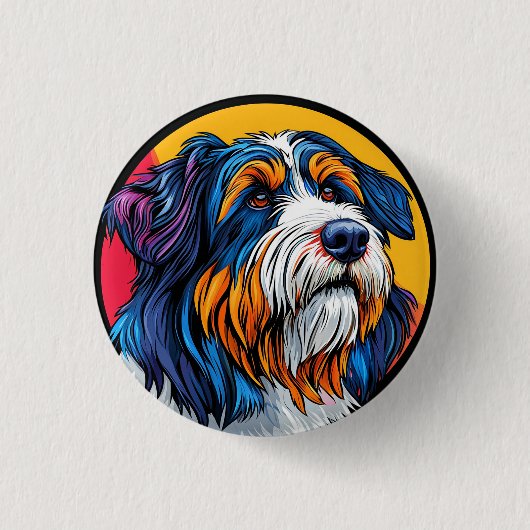 鮮やかな創造性を表現する犬 缶バッジ (正面)