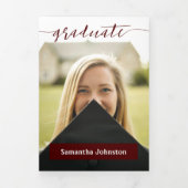 鮮やかな卒業スクリプト 現代的な3枚の写真 三つ折り招待状 (カバー)