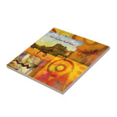 鮮やかな南西の砂漠の馬のグラフィックコラージュ タイル (側面)