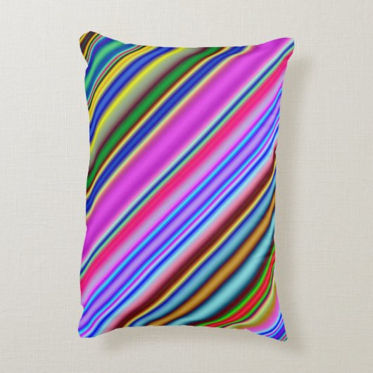 鮮やかな及び人目を引く多彩のストライプなパターン アクセントクッション (裏面(縦))