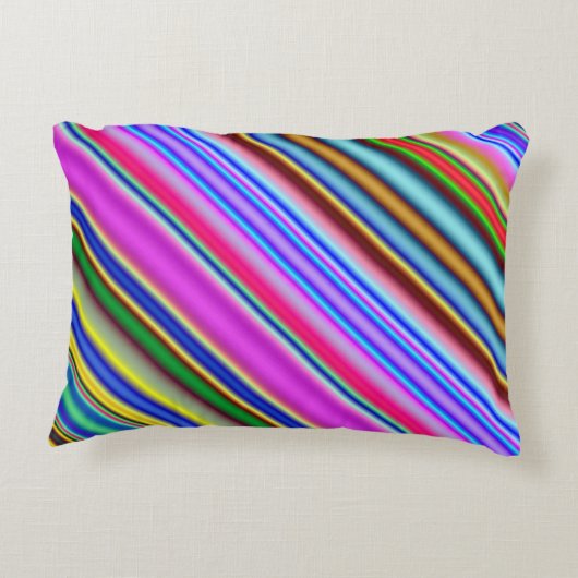 鮮やかな及び人目を引く多彩のストライプなパターン アクセントクッション (裏面)