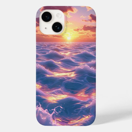 鮮やかな反射波を持つ海の夕日 Case-Mate iPhoneケース (裏面)