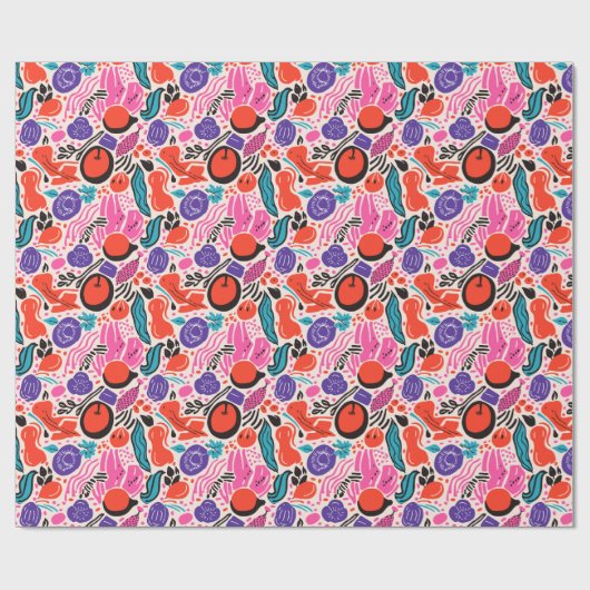 鮮やかな収穫:抽象芸術のフルーティパターン ラッピングペーパー (フラット)