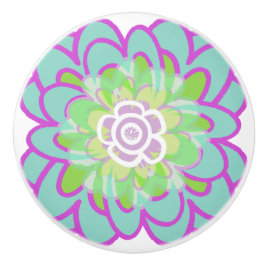 鮮やかな咲く多肉質 セラミックノブ