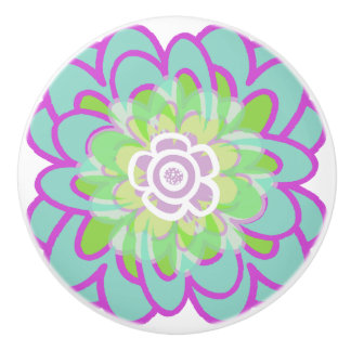 鮮やかな咲く多肉質 セラミックノブ