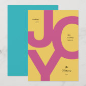 鮮やかな喜び ピンクとイエローの写真なしホリデーカード シーズンカード (正面/裏面)