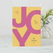 鮮やかな喜び ピンクとイエローの写真なしホリデーカード シーズンカード (スタンド正面)