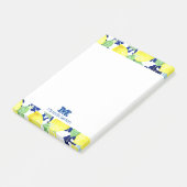 鮮やかな国レモン及び青い花柄|のモノグラム ポストイット (アングル)