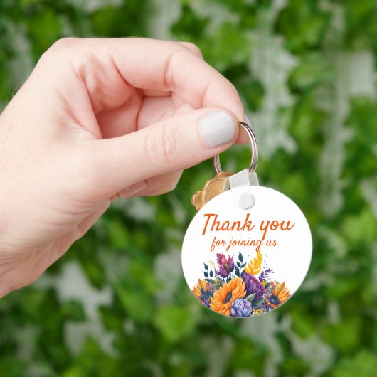 鮮やかな夏のひまわり ブライダルシャワーの招待状 キーホルダー (手)