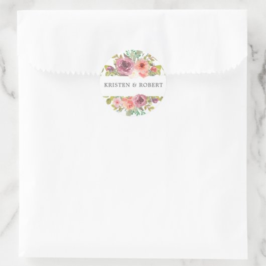 鮮やかな夏のウェディングモノグラムステッカー ラウンドシール (バッグ)