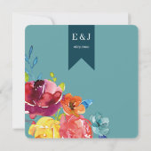 鮮やかな夏のカラフルな結婚式のカラーパレットカード 招待状 (裏面)