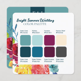 鮮やかな夏のカラフルな結婚式のカラーパレットカード 招待状