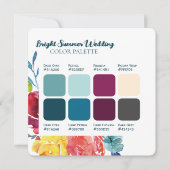 鮮やかな夏のカラフルな結婚式の色パレットカード 招待状 (正面)
