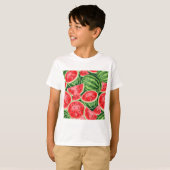 鮮やかな夏のスイカスライス柄 Tシャツ (正面フル)