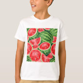 鮮やかな夏のスイカスライス柄 Tシャツ (正面)