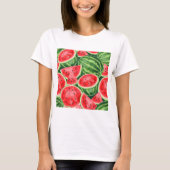 鮮やかな夏のスイカスライス柄 Tシャツ (正面)