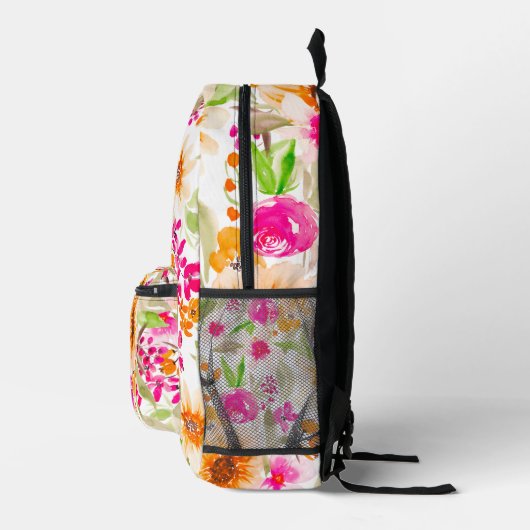 鮮やかな夏のヒマワリのシックなピンクの花の柄 プリントバックパック (右)