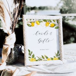 鮮やかな夏のレモン ブライダルシャワー カードとギフト ポスター