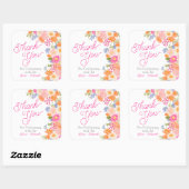 鮮やかな夏のワイルドフラワーの花束を添えたウェディングのお礼メッセージ スクエアシール (シート)