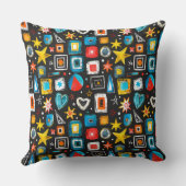 鮮やかな夏の色のマーカー 星, ハート, 菱形 クッション (裏面)