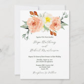 鮮やかな夏の花のウェディング 招待状 (正面)