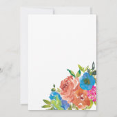 鮮やかな夏の花のブライダルシャワー 招待状 (裏面)