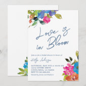 鮮やかな夏の花のブライダルシャワー 招待状 (正面/裏面)