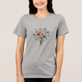 鮮やかな夏の草原の花束 クリーンエッジクリップアート トライブレンドTシャツ