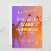 鮮やかな夕焼けのモダンテクノロジー卒業式 案内状 (正面)