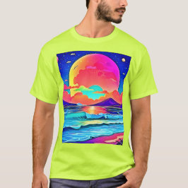 鮮やかな夕焼けの海景 Tシャツ