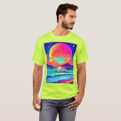 鮮やかな夕焼けの海景 Tシャツ (正面フル)