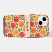 鮮やかな多色バラの名前パターン iPhoneケース (裏面横)
