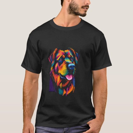 鮮やかな多色犬 Tシャツ (正面)
