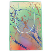 鮮やかな大理石 | カラフルで大胆なパステル水彩 ミディアムペーパーバッグ (正面)