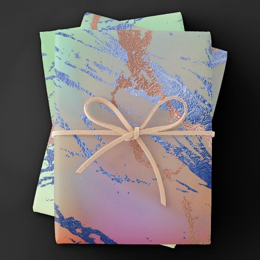 鮮やかな大理石 | カラフルで大胆なパステル水彩 ラッピングペーパーシート