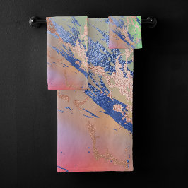 鮮やかな大理石 |パステルはっきりしたカラフルウォーターの色 バスタオルセット