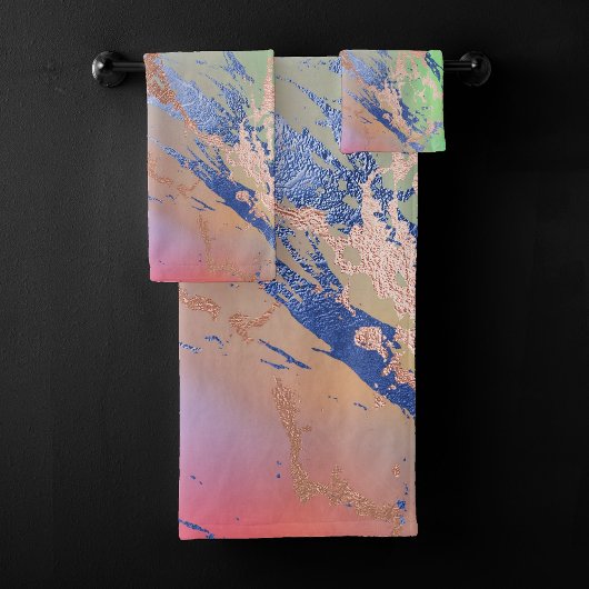 鮮やかな大理石 |パステルはっきりしたカラフルウォーターの色 バスタオルセット